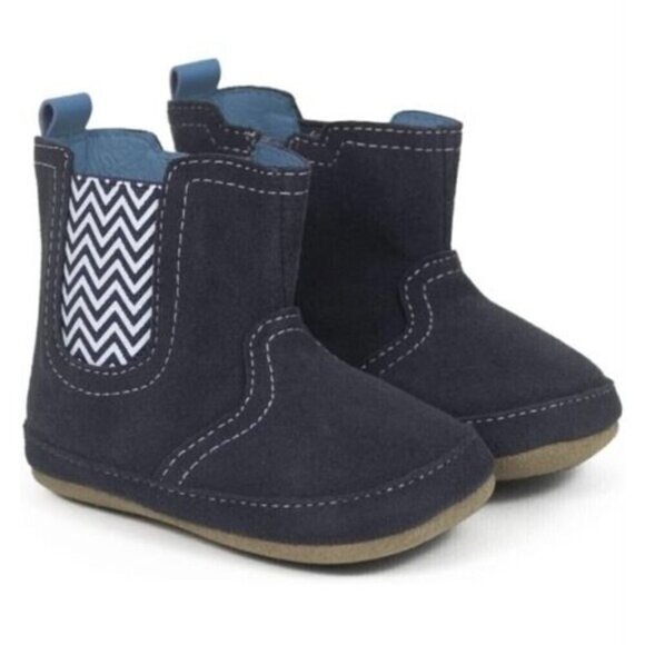 Robeez First Kicks‎ Maddox Navy Leather Boot Size 6-9 Months Zipper,Baby, New - Picture 16 of 16
